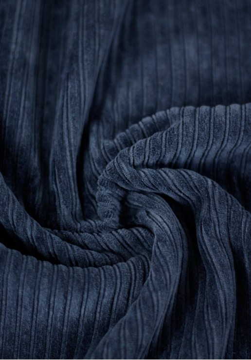 Tissu jersey de velours côtelé - Bleu marine