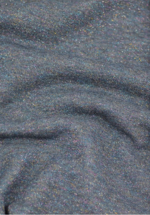 Tissu molleton bleu à paillettes - Multicolore