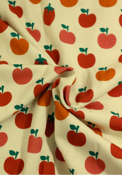 Tissu jersey coton bio - Pommes et fraises