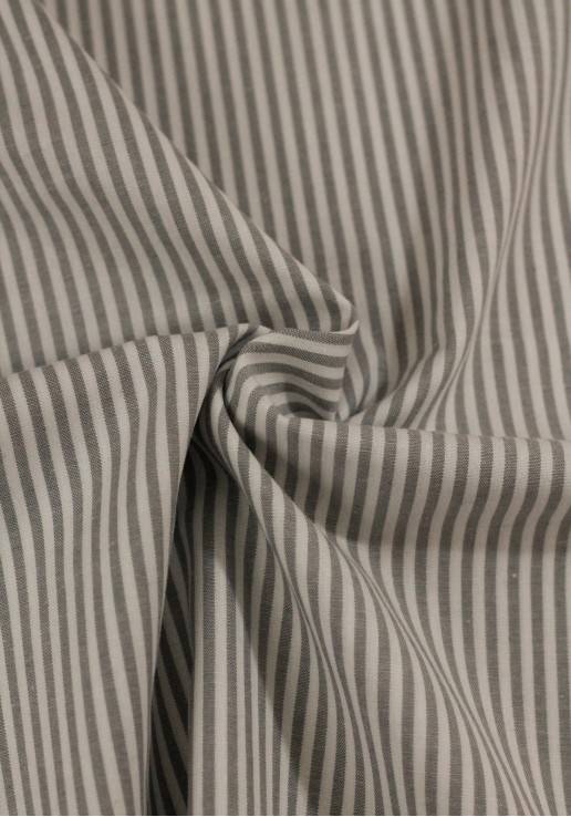 Tissu coton rayé - gris