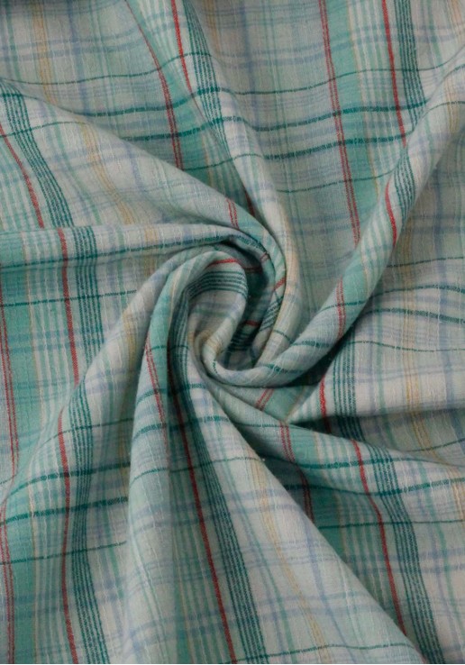 Tissu seconde main - Coton à carreaux vert