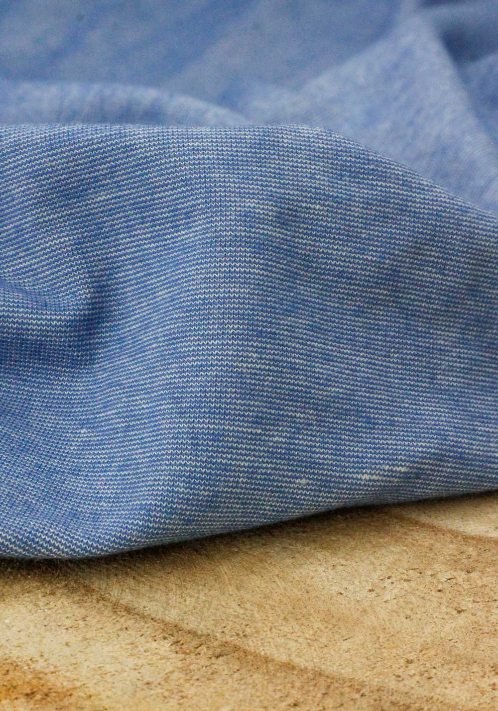 Tissu jersey fines rayures - Bleu clair de lune