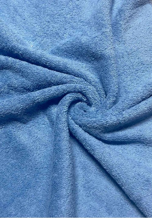 Tissu Eponge bouclette - Bleu
