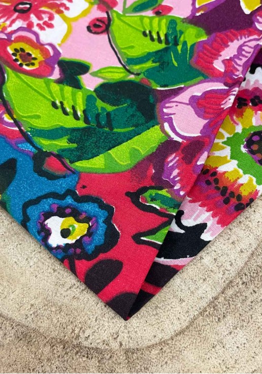 Coupon seconde main - 60x55cm - Coton à fleurs multicolors