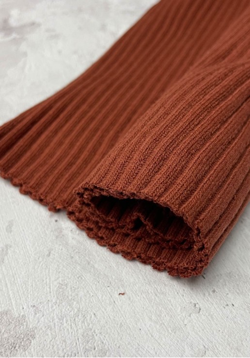 Tissu jersey tubulaire bord-côte épais - Terracotta