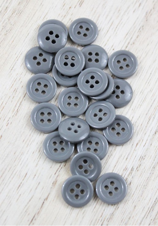 Bouton polyester - Gris