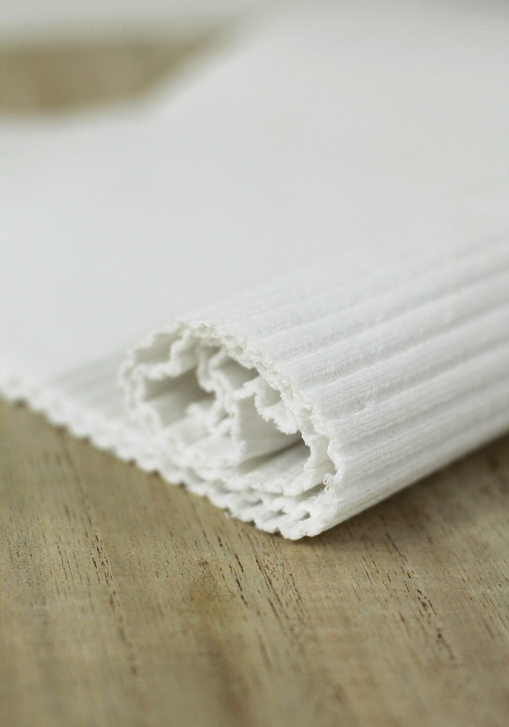 Tissu jersey tubulaire bord-côte épais - Blanc