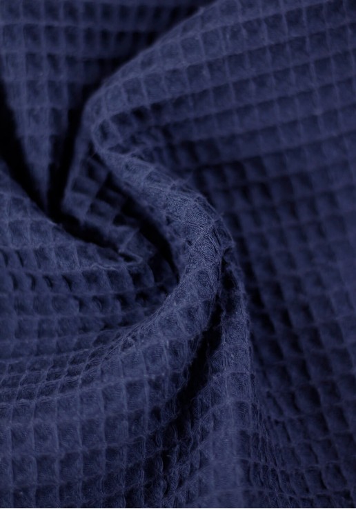 Tissu nid d'abeille en coton - Bleu marine