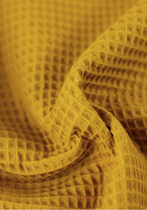 Tissu nid d'abeille en coton - Curcuma