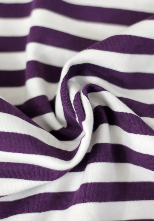 Tissu marinière jersey de coton - Violet