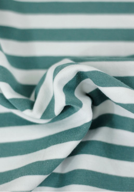 Tissu marinière jersey de coton - Sarcelle